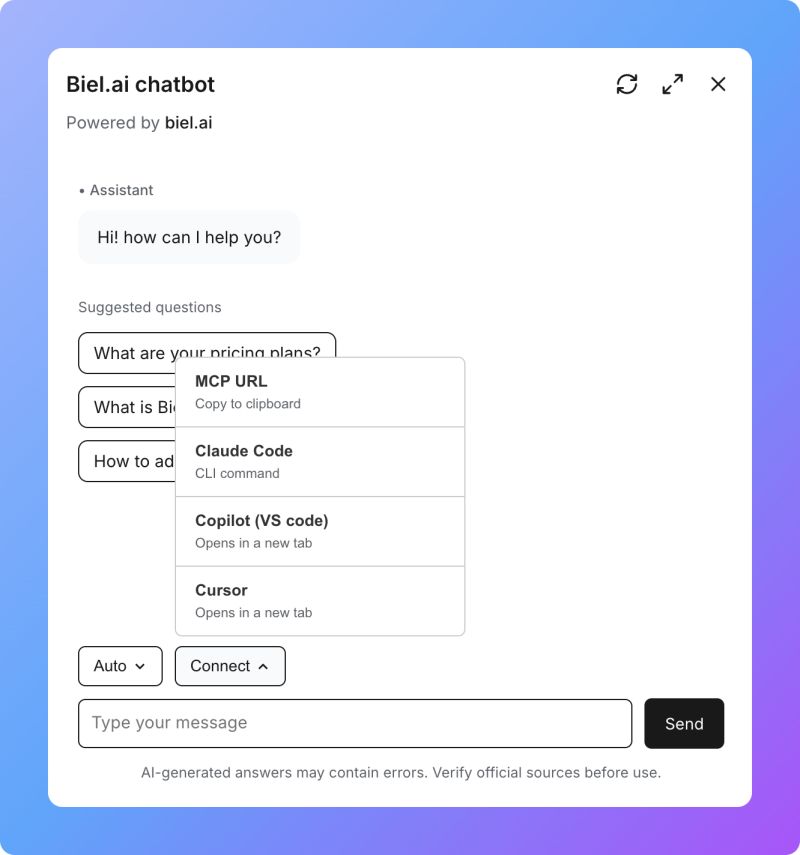 Biel MCP server connecting AI tools to documentation